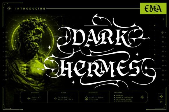 Dark Hermes Typeface: A Bold and Mysterious Design Choice for High-Impact Projects