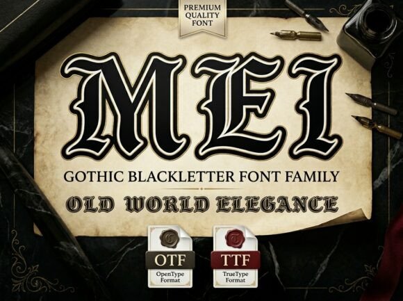 Mei: A Premium Gothic Blackletter Font for Strategic Branding and Creative Expression